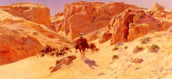 Eugene-Alexis Girardet : Caravan In The Desert
